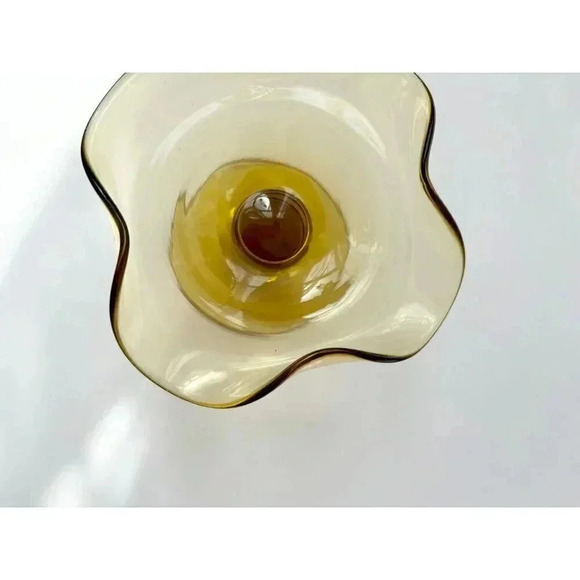 Viking Glass Amber Pedestal Compote Dish - Picture 5 of 10